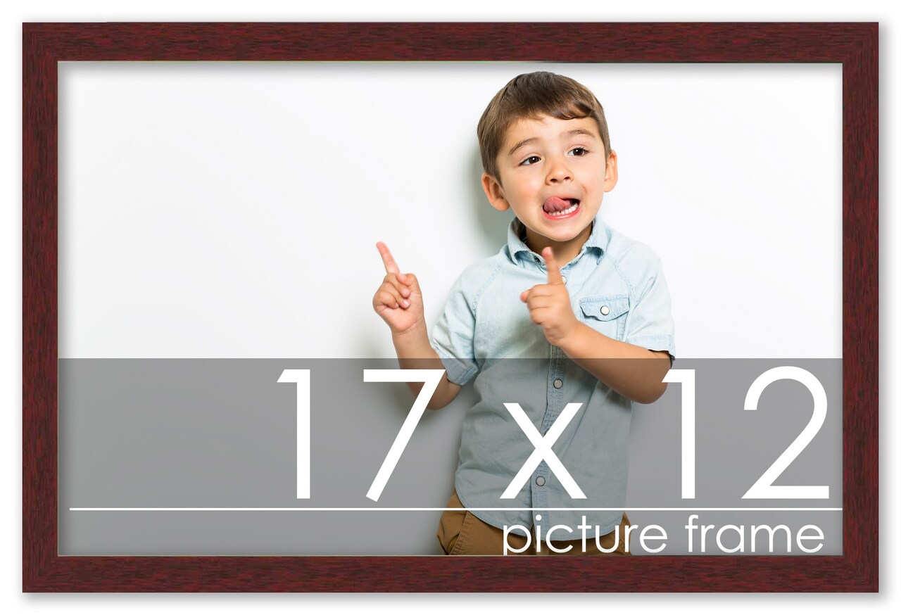 17x12 Solid Wood Picture Frame with UV-Resistant Acrylic & Acid-Free Backing, Available in 6 Finishes: Matte Black, Matte White, Metallic Bronze, Silver, Natural Wood Grain & Mahogany
